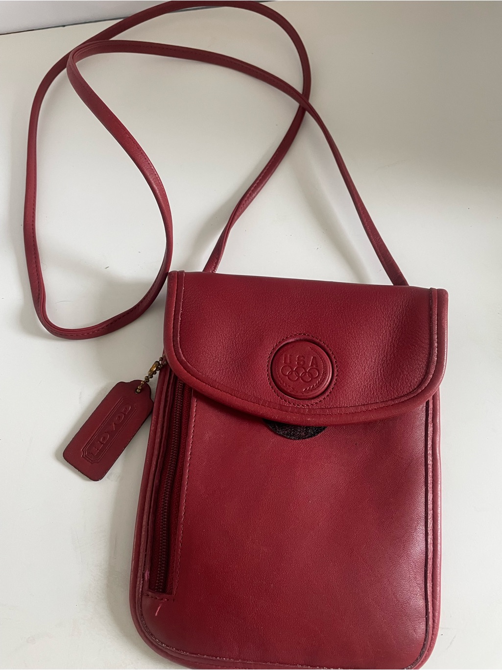 Coach Commemorative Red Leather Pouch Or Passport Holder
